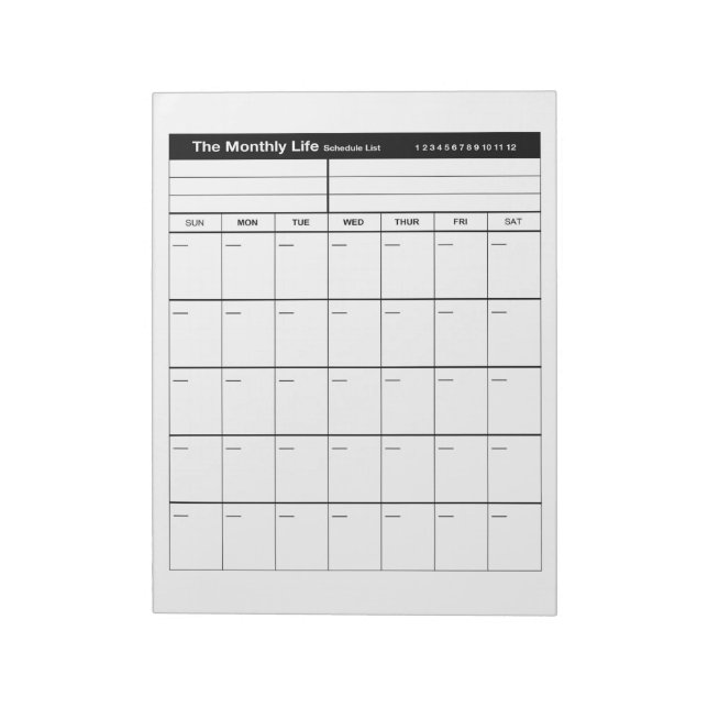 The Monthly Life Notepad (Rotated)
