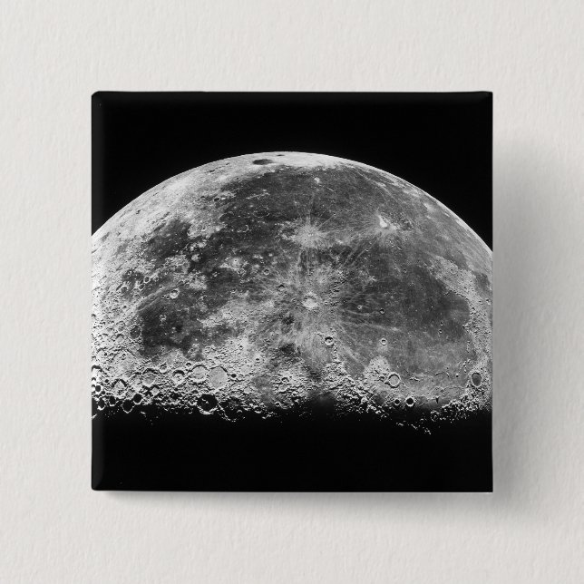 The Moon 2 2 Inch Square Button (Front)