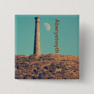 The Moon and a Tower: Aberystwyth 2 Inch Square Button