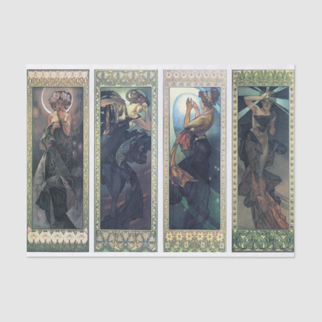 The Moon and the Stars by Alphone Mucha Tissue Pap Tissue Paper (Front)