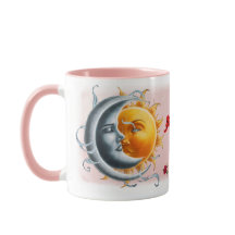 The Moon and the Sun in Love on a Coffee Ceramic