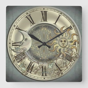 The Moon and the Sun Square Wall Clock