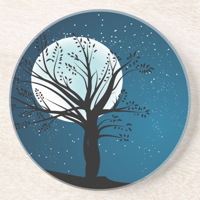 The Moon at Night Sandstone Coaster (Front)