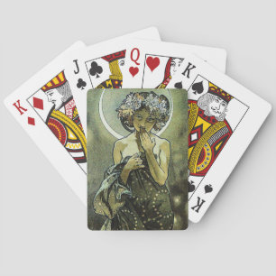 The Moon by Alphonse Mucha Playing Cards