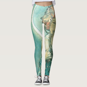 "The Moon" by Mucha Green Leggings
