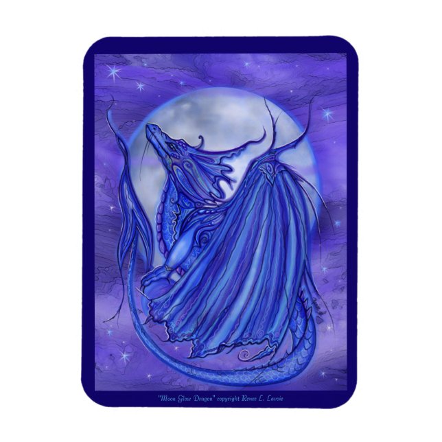 The "Moon Glow" Dragon fantasy by Renee Lavoie     Magnet (Vertical)