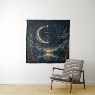 The Moon Guides Celestial Moon & Stars Art Sqr Tapestry