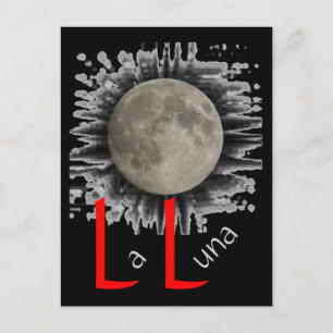 The moon, la lune, la luna, the moon postcard