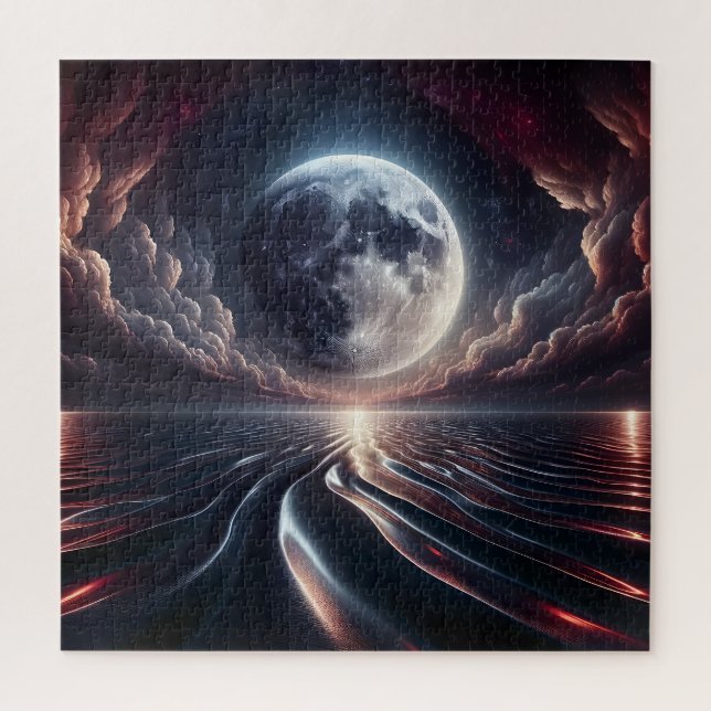 The Moon Reflecting over the Ocean  Jigsaw Puzzle (Vertical)