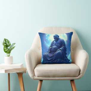 The Moon’s Blessing Over the Celestial Statue Throw Pillow