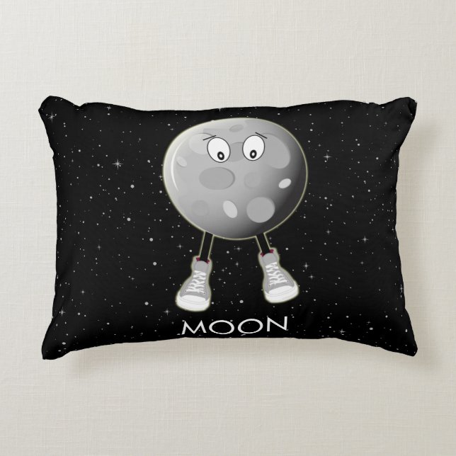 The Moon & Stars in Space Accent Pillow (Front)