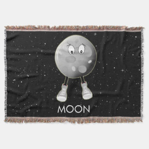 The Moon & Stars in Space Throw Blanket