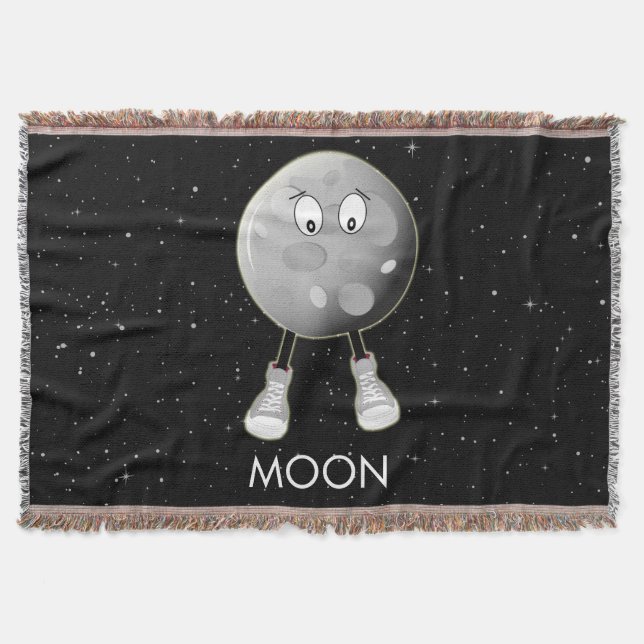The Moon & Stars in Space Throw Blanket (Front)