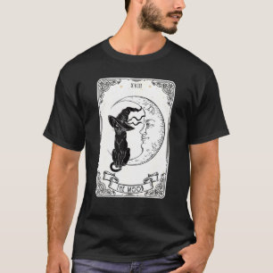 The Moon Tarot Card Spooky Black Cat Witch Crescen T-Shirt