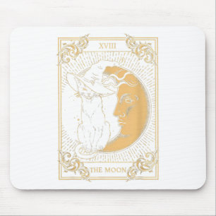 The Moon Tarot Xvii Inspired Black Cat Witch Hat H Mouse Pad