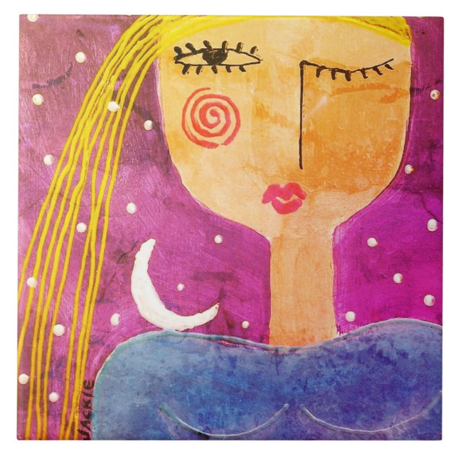 The Moon Told Me Abstract Art Tile (Front)