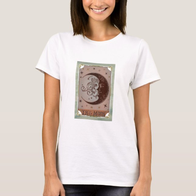 The Moon Vintage Tarot Card Celestial T-Shirt (Front)