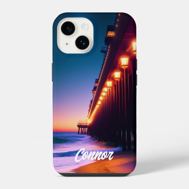 The Moonlit Pier Personalized iPhone Case (Back)