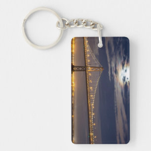 The moonrise tonight over the Bay Bridge Keychain