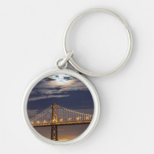 The moonrise tonight over the Bay Bridge Keychain