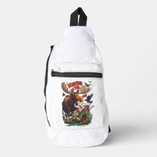 The Moose and the Hunting Hunter  Sling Bag