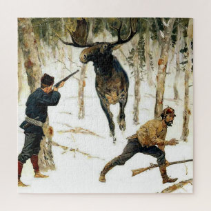 The Moose Hunt by Frederic Remington Jigsaw Puzzle