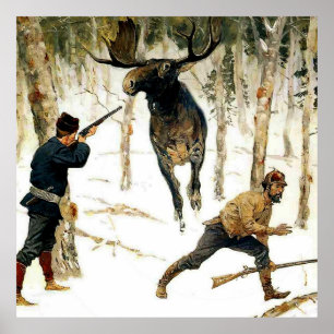 The Moose Hunt by Frederic Remington Poster
