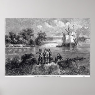 The Moravians Ascending the Delaware Poster
