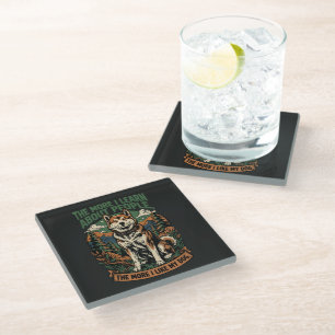 The more I like my dog Glass Coaster
