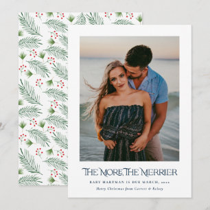 The More the Merrier Announce Pregnancy Photo  Holiday Card