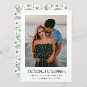 The More the Merrier Announce Pregnancy Photo Holiday Card