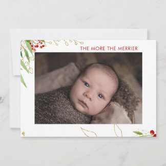 The More The Merrier | Baby Multi Photo Red Berry Holiday Card