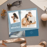 The More The Merrier Blue Birth Announcement Photo<br><div class="desc">A modern card as a birth announcement with a simple minimal message "The more the merrier" includes templates for 2 photos on the front and 1 on the back Personalize with your names, short message on the front, and on the back baby stats. * Front images by Jonathan Borba on...</div>