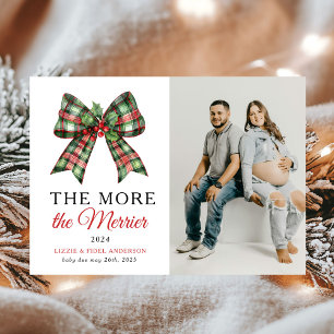 The More The Merrier Bow Christmas Photo Pregnancy Announcement