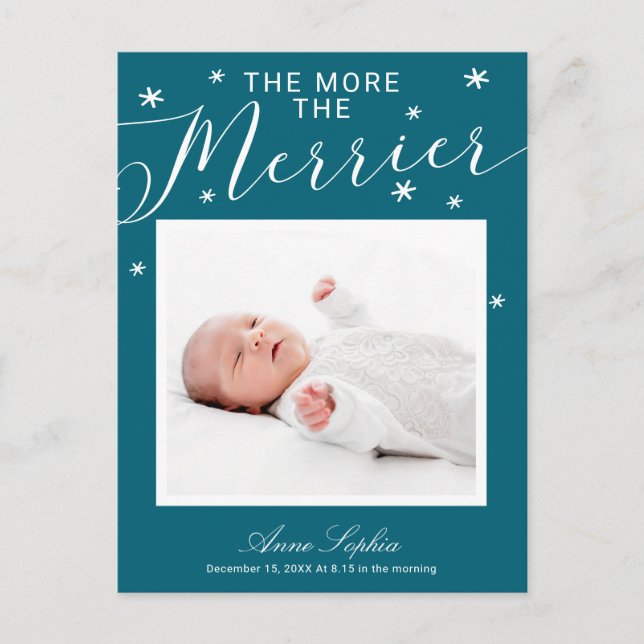 The More The Merrier Christmas Birth Announcement (Front)