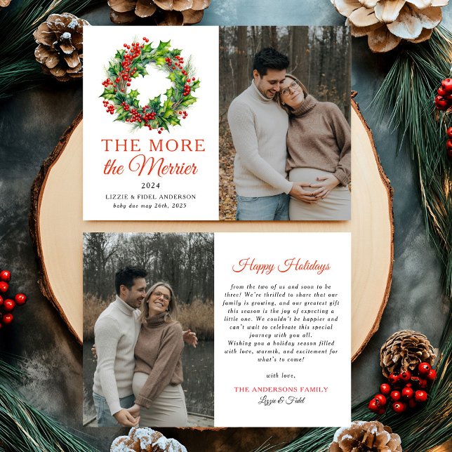 The More The Merrier Christmas Photo Pregnancy Announcement (Creator Uploaded)
