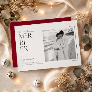 The More The Merrier Modern Christmas Pregnancy  Holiday Card