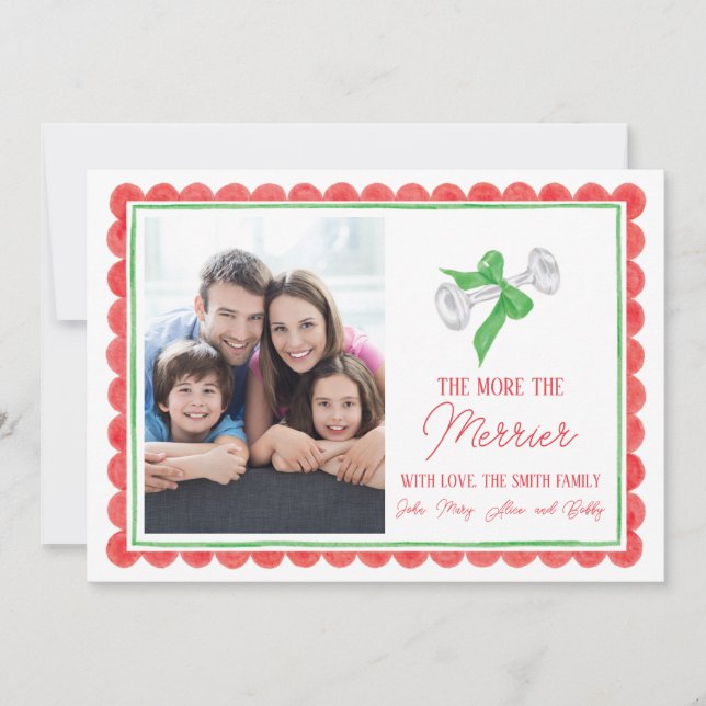 The More The Merrier New Baby Christmas Card (Front)