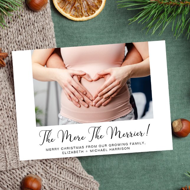 The More The Merrier Photo Pregnancy Holiday Card (A fun & unique way to introduce family and friends to your growing family this holiday season)
