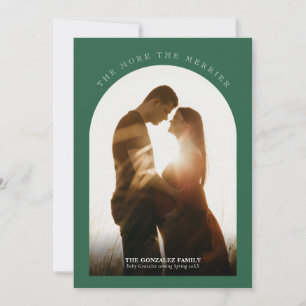 The More the Merrier Pregnancy Modern Photo Green Holiday Card