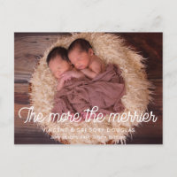 The more the merrier twin birth announcement