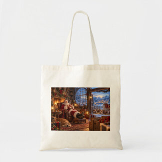 The Morning After Christmas Santa and Reindeer Tote Bag