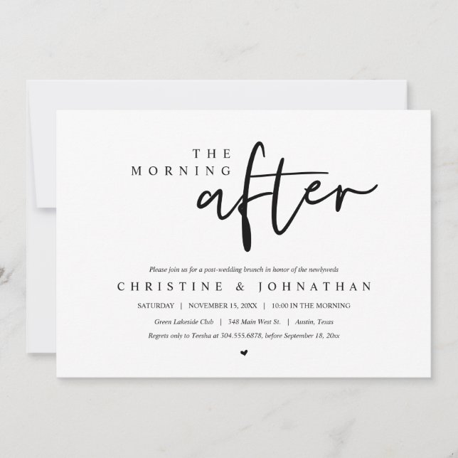 The morning after, post wedding brunch celebration invitation (Front)