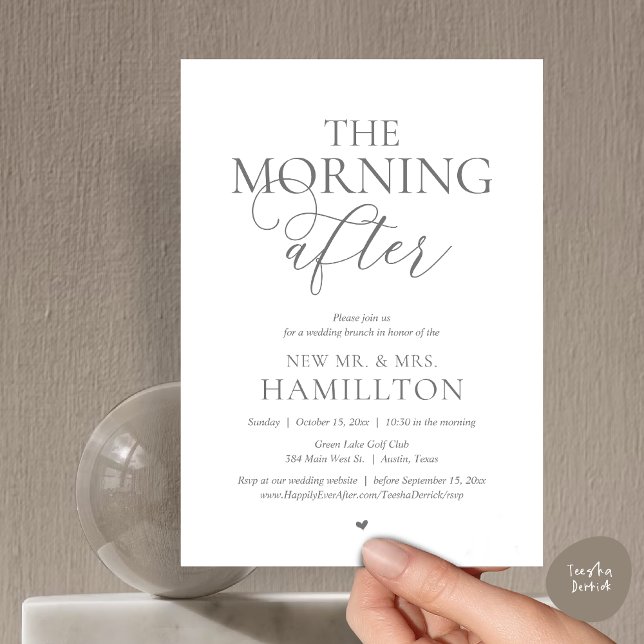 The Morning After, Post wedding Brunch Celebration Invitation (The Morning After, Modern Post wedding Brunch Lunch Celebration Invitation Card, PDF, Dark Grey)