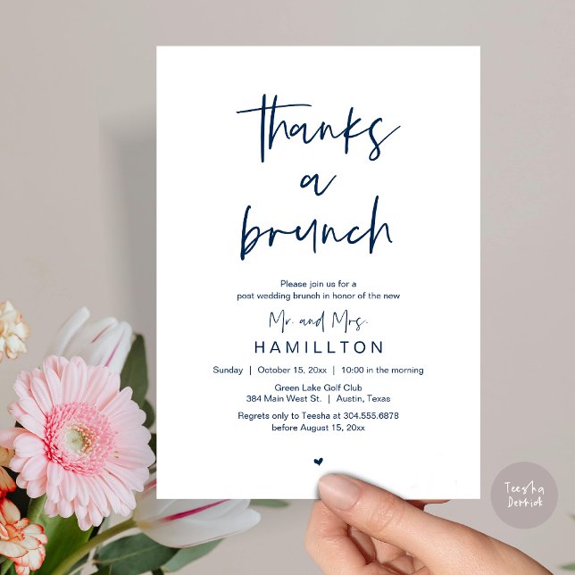 The Morning After, Post Wedding Brunch Invitation (Thanks a Brunch, The Morning After, Post Wedding Invitation Card  PDF Navy Blue)