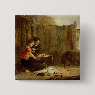The Morning Catch, 19th century 2 Inch Square Button
