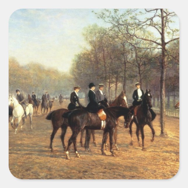 The Morning Ride, Rotten Row, Hyde Park, 1894 (oil Square Sticker (Front)