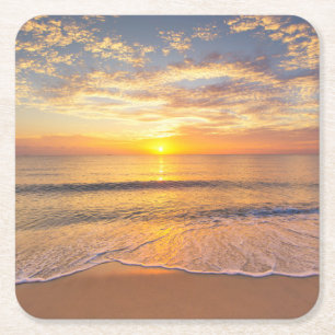 The Morning Sun at Seaside Square Paper Coaster