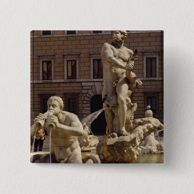 The Moro Fountain 2 Inch Square Button (Front)