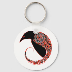 The Morrigan Celtic Raven Keychain, White Keychain